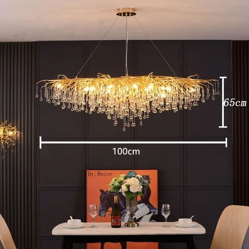 Luxury Gold Crystal Chandelier LED Modern Lighting Fixture 4