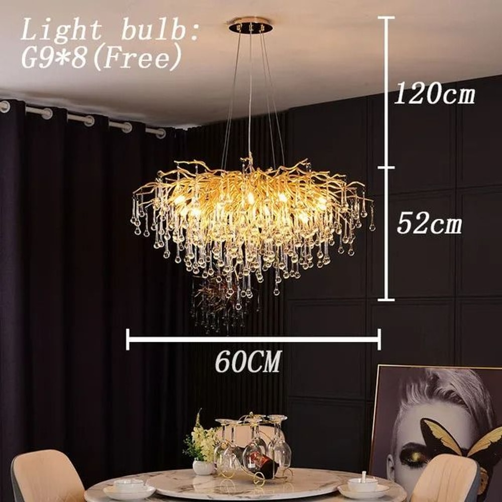 Luxury Gold Crystal Chandelier LED Modern Lighting Fixture 1
