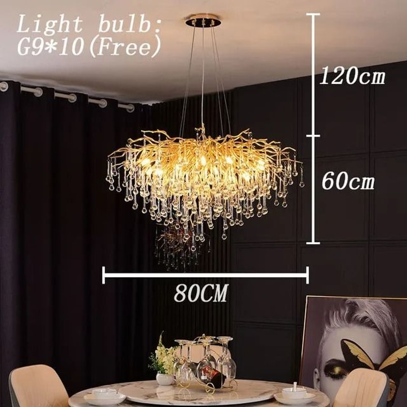 Luxury Gold Crystal Chandelier LED Modern Lighting Fixture 2