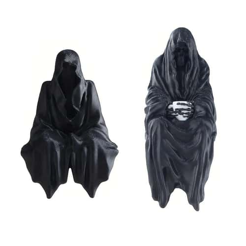 Gothic Cloaked Statue Figurine Mysterious Hooded Dark Aesthetic Decor