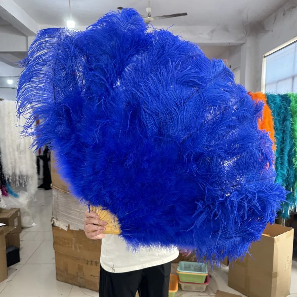 Large Ostrich Feather Fan Folding Dance Performance Stage Prop 24