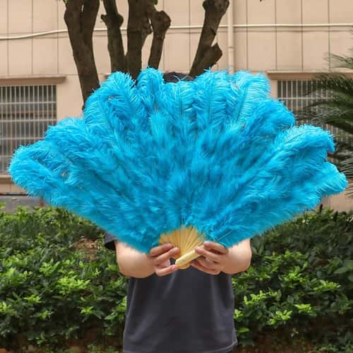Large Ostrich Feather Fan Folding Dance Performance Stage Prop