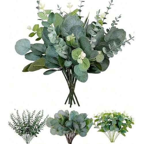 Artificial Eucalyptus Plant Bouquet Realistic Greenery Home Decor Stems