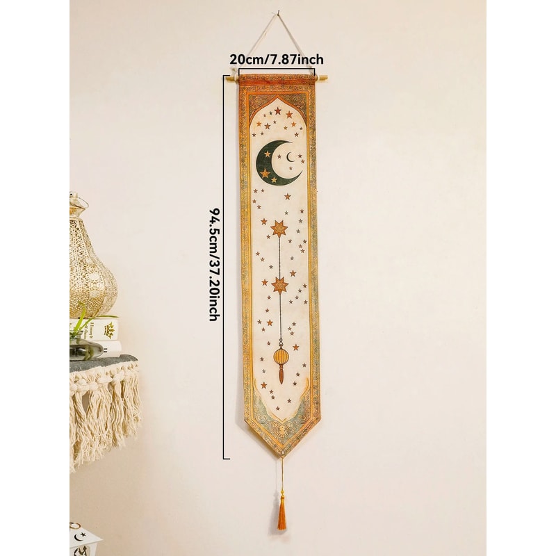 Ramadan Wall Banner Eid Mubarak Decorations Islamic Moon Star Tapestry 2