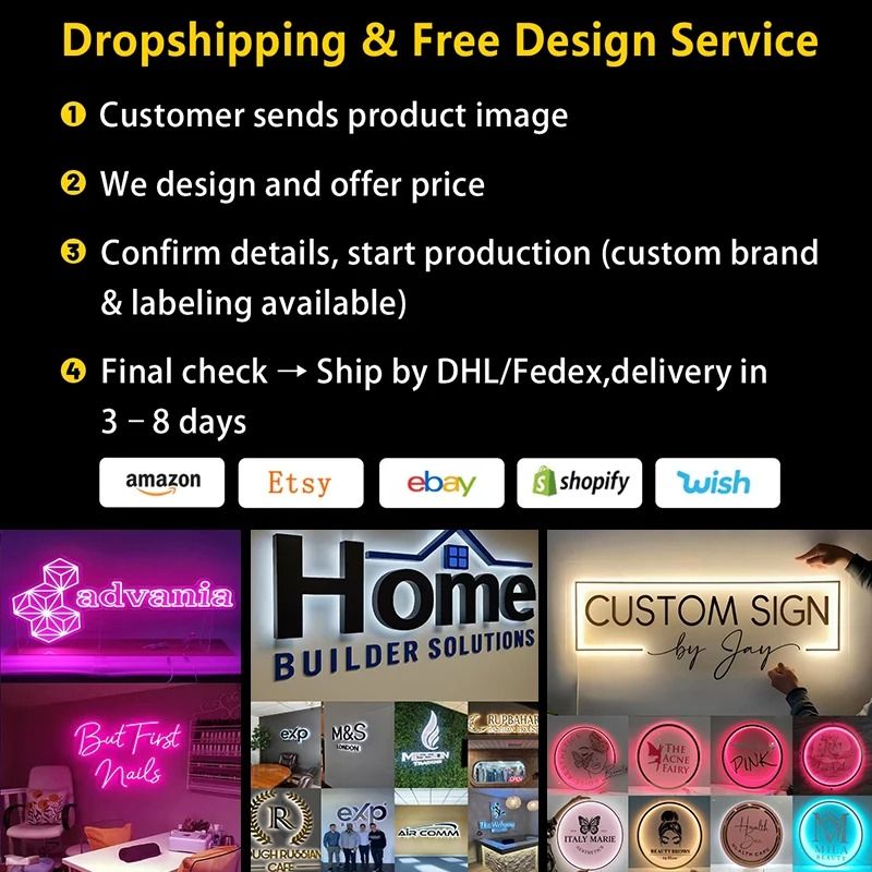 Custom Neon Sign Acrylic LED Business Logo Light Personalized Wall Sign 5