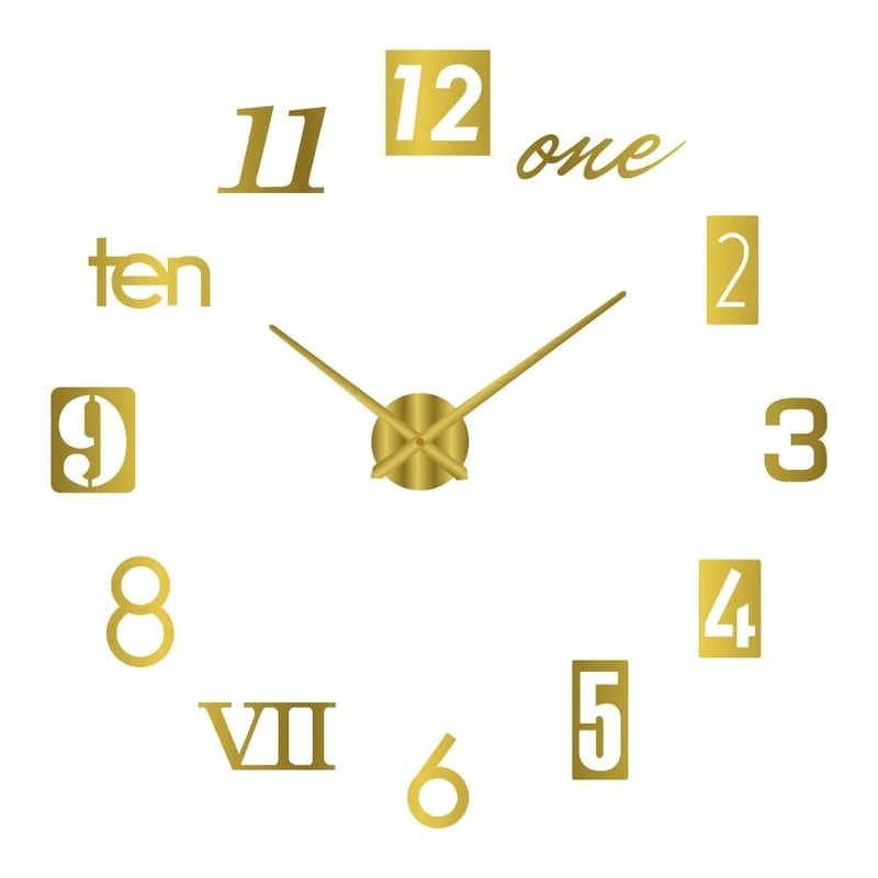 Large DIY 3D Wall Clock Modern Acrylic Mirror Decor Clock 13