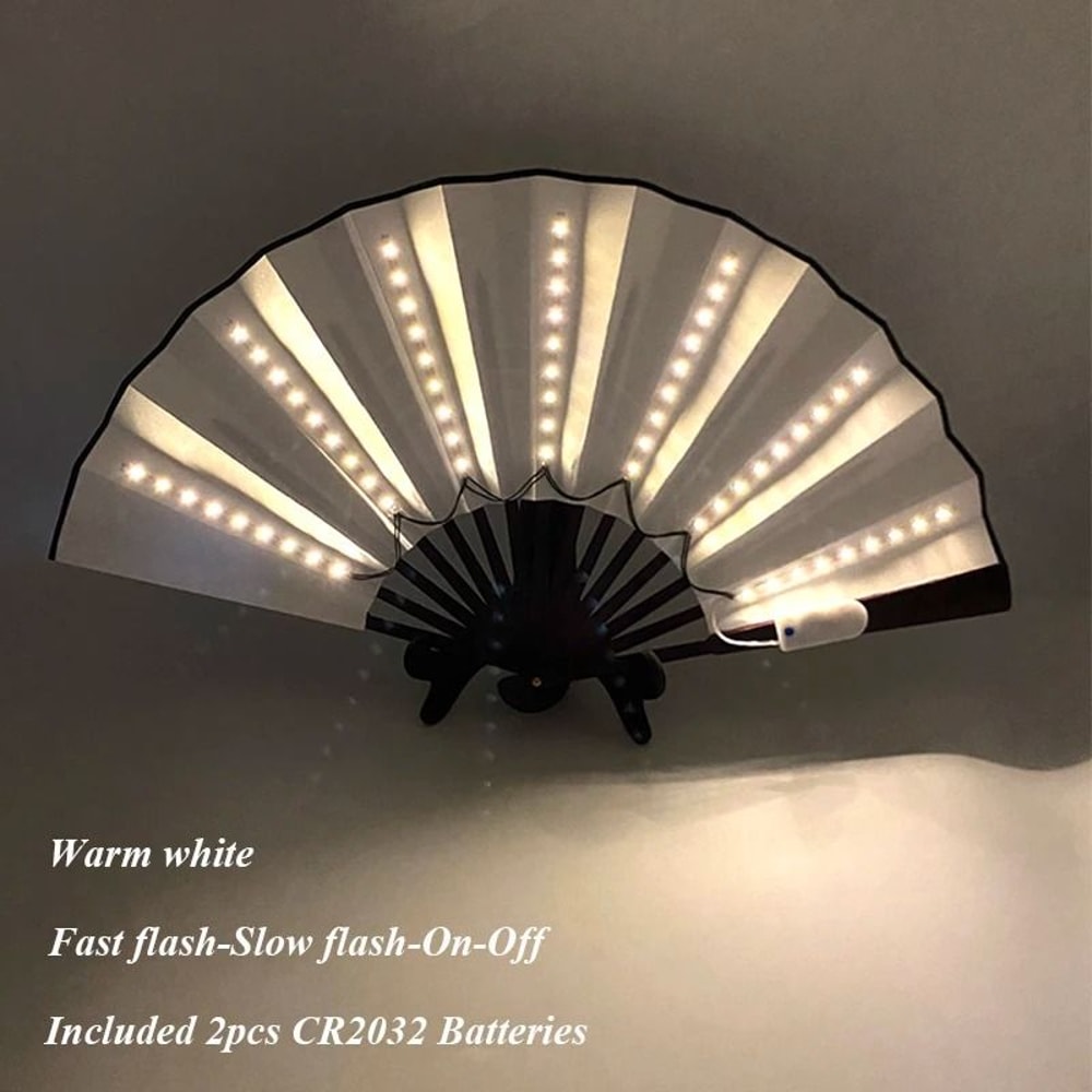 LED Folding Fan Light Up Hand Fan Glowing Party Festival Fan 26
