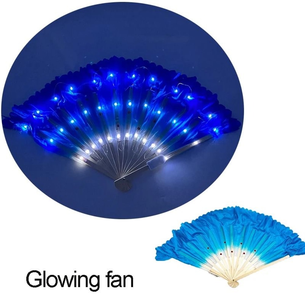LED Folding Fan Light Up Hand Fan Glowing Party Festival Fan 14