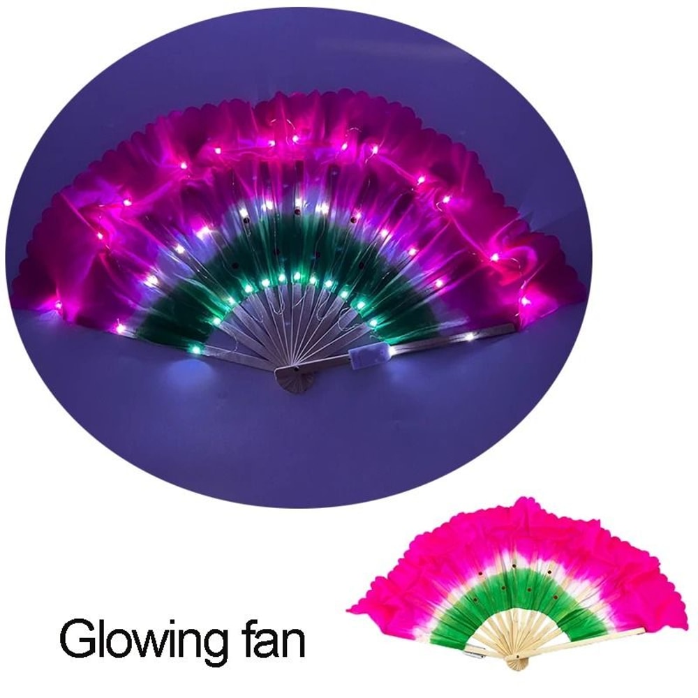 LED Folding Fan Light Up Hand Fan Glowing Party Festival Fan 16