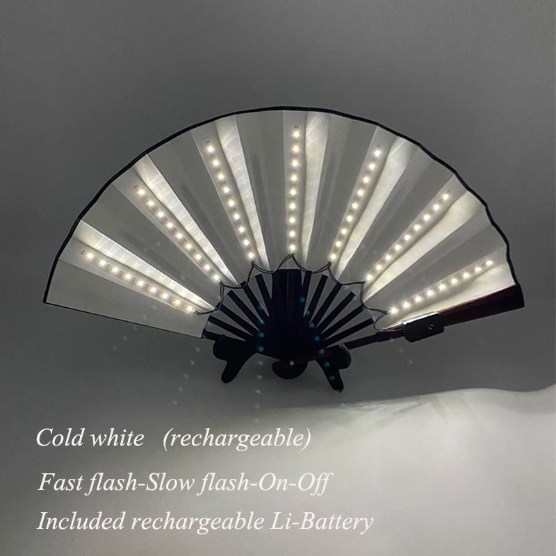 LED Folding Fan Light Up Hand Fan Glowing Party Festival Fan 18