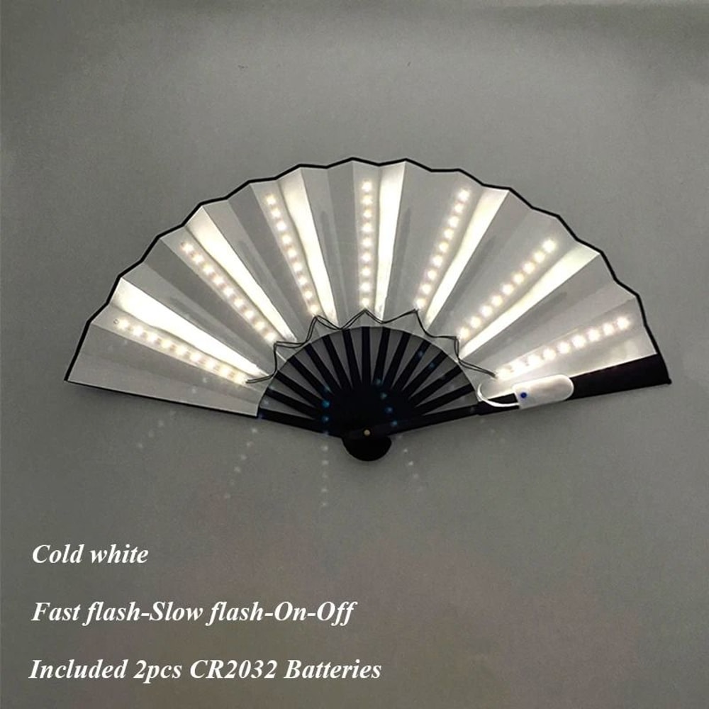 LED Folding Fan Light Up Hand Fan Glowing Party Festival Fan 27