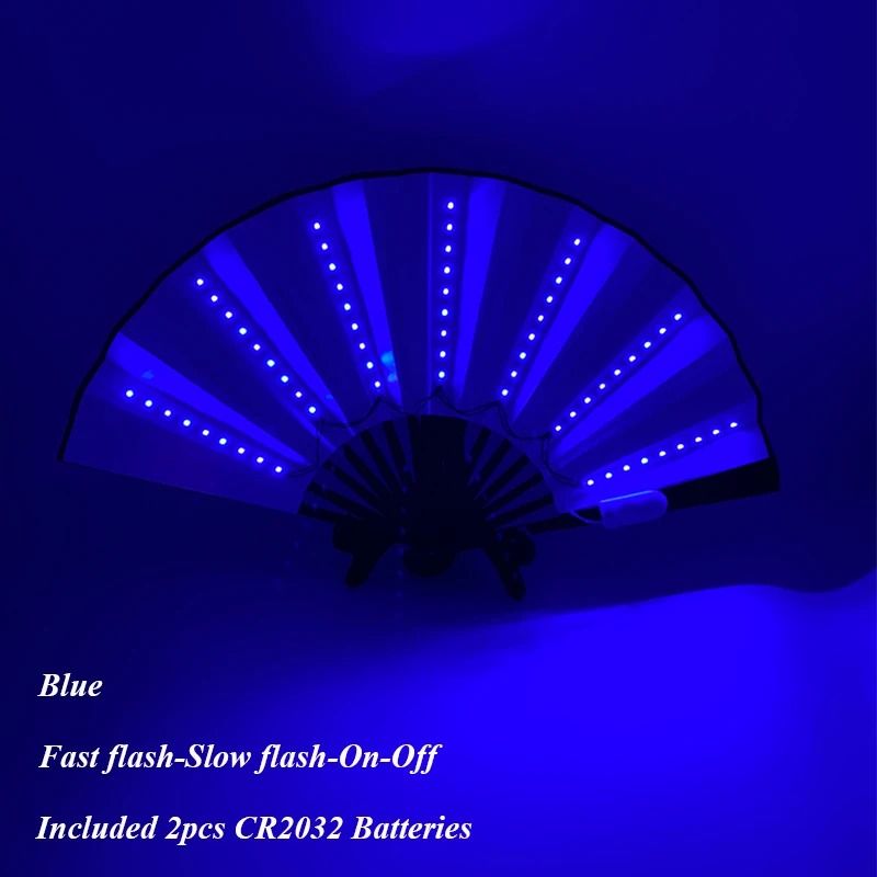 LED Folding Fan Light Up Hand Fan Glowing Party Festival Fan 28