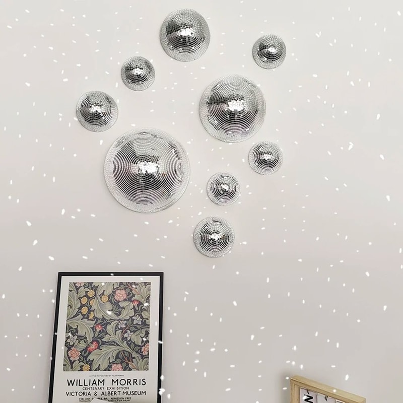 Disco Ball Wall Decor Mirrored Wall Art Metallic Party Wall Decoration 14