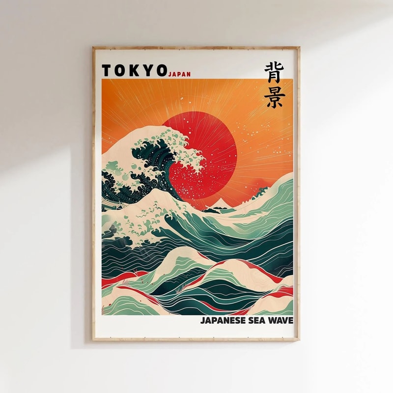 Hokusai Wave Canvas Japanese Wall Art Mount Fuji Wall Decor For Modern Home 17