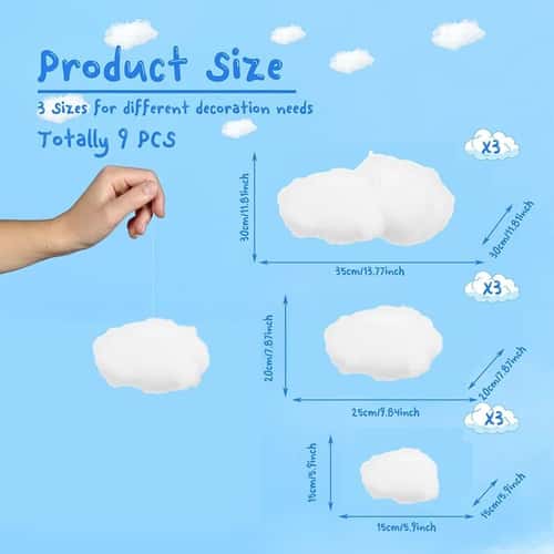 3D Cloud Ceiling Decor Set Fake Cloud Props for Kids Room Party and Event Decoration