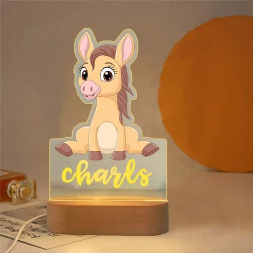 Personalized Kids Night Light Custom Name Animal Lamp for Bedroom Decor