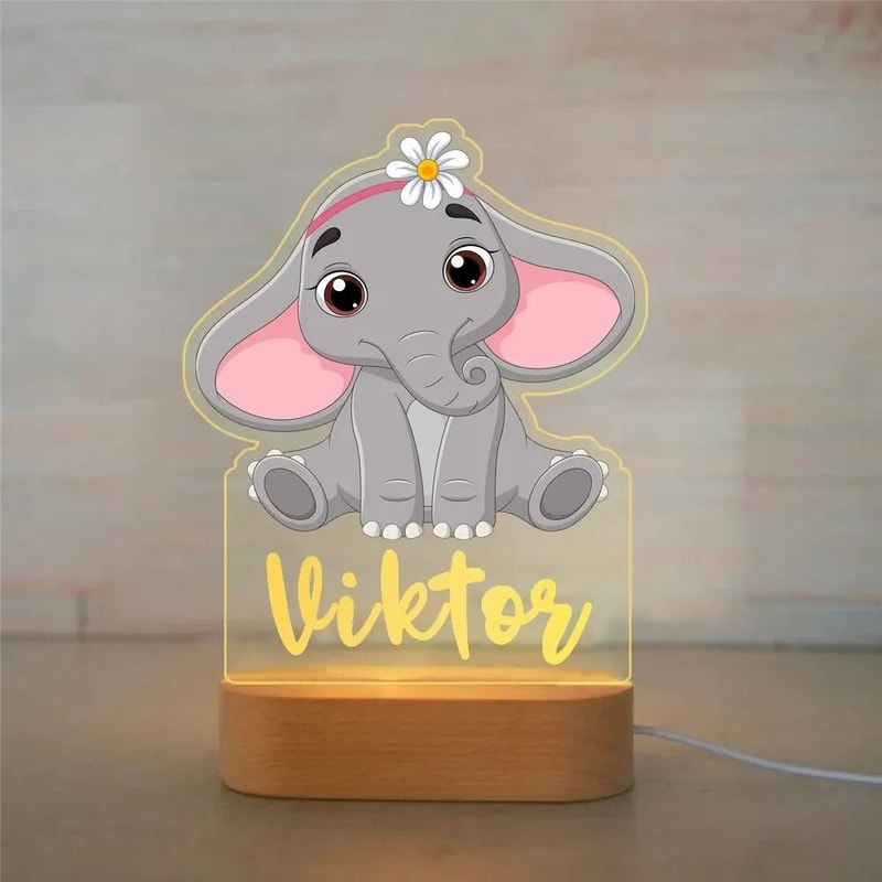 Personalized Kids Night Light Custom Name Animal Lamp For Bedroom Decor 2