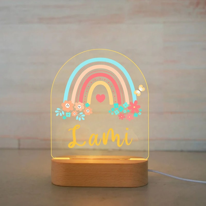 Personalized Kids Night Light Custom Name Animal Lamp For Bedroom Decor 6