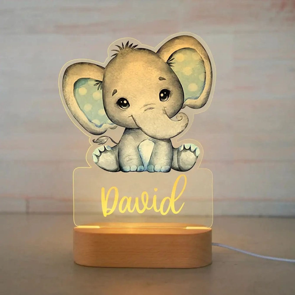 Personalized Kids Night Light Custom Name Animal Lamp For Bedroom Decor 28