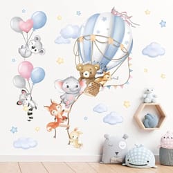 hot air balloon animal nursery wall stickers kids wall decals baby room decor