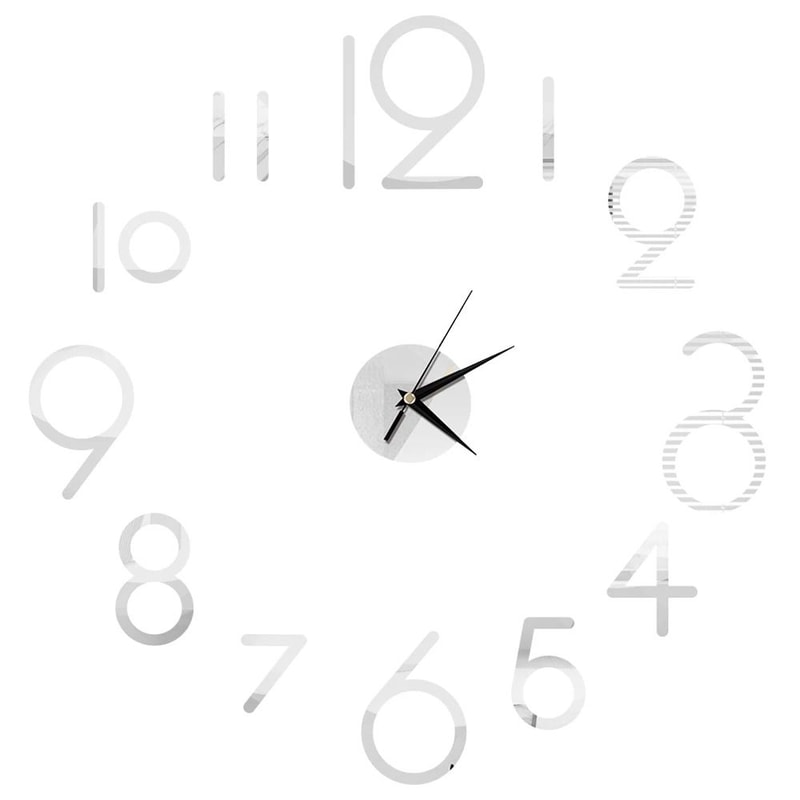 DIY Mirror Wall Clock Sticker Frameless Modern Large Wall Clock Decor 3