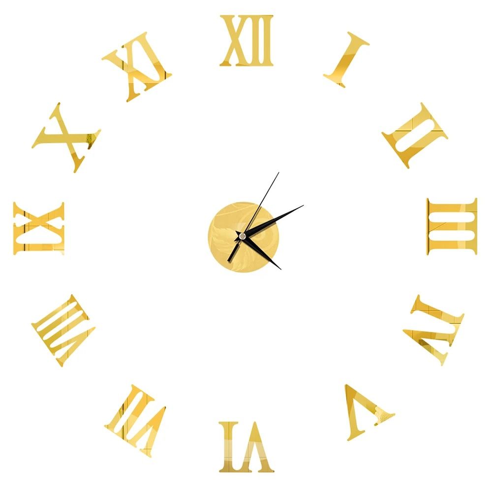 DIY Mirror Wall Clock Sticker Frameless Modern Large Wall Clock Decor 9
