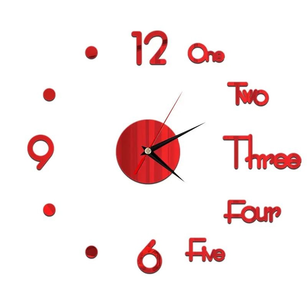 DIY Mirror Wall Clock Sticker Frameless Modern Large Wall Clock Decor 6