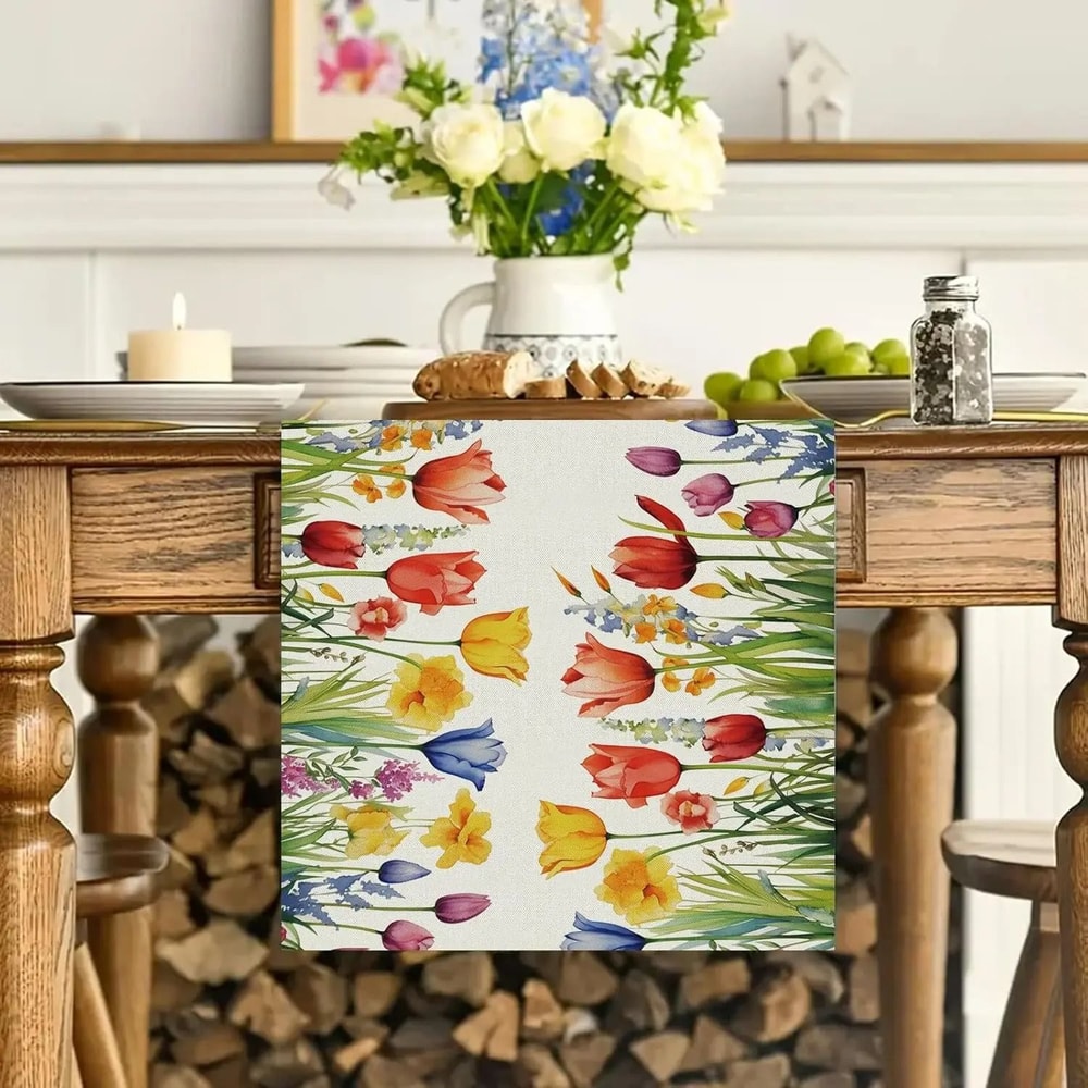 Sunflower Table Runner Floral Linen Farmhouse Spring Wedding Table Decor 3