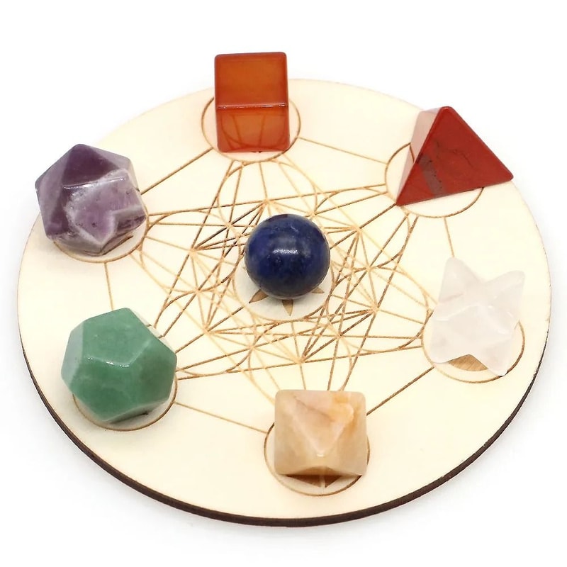 Platonic Solid Crystal Set Sacred Geometry Chakra Healing Reiki Stones 12