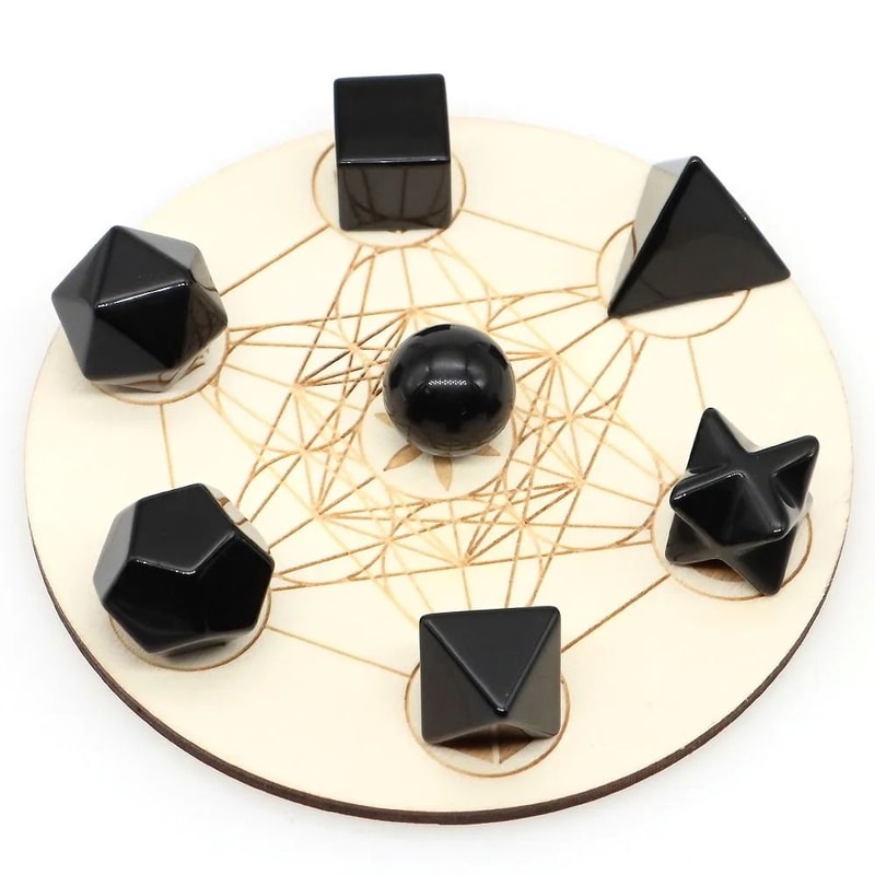 Platonic Solid Crystal Set Sacred Geometry Chakra Healing Reiki Stones 7