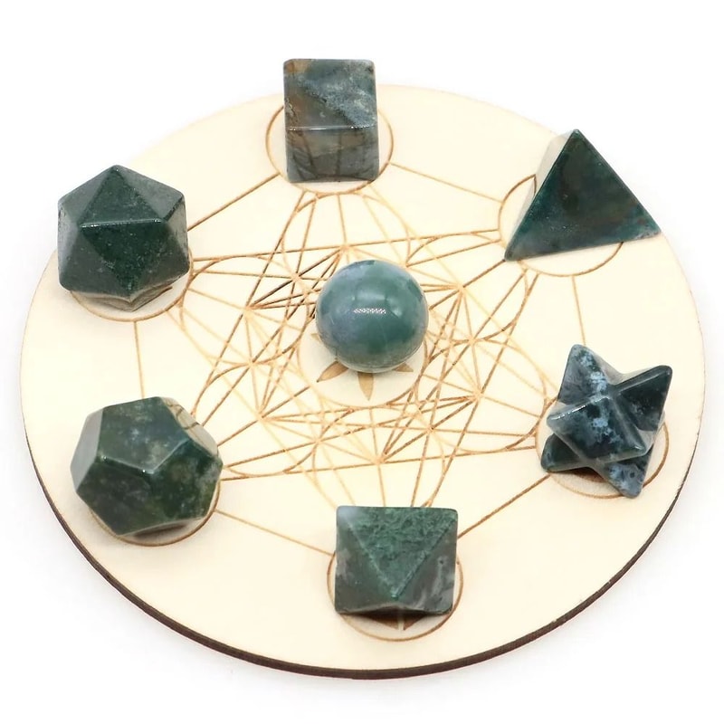 Platonic Solid Crystal Set Sacred Geometry Chakra Healing Reiki Stones 8