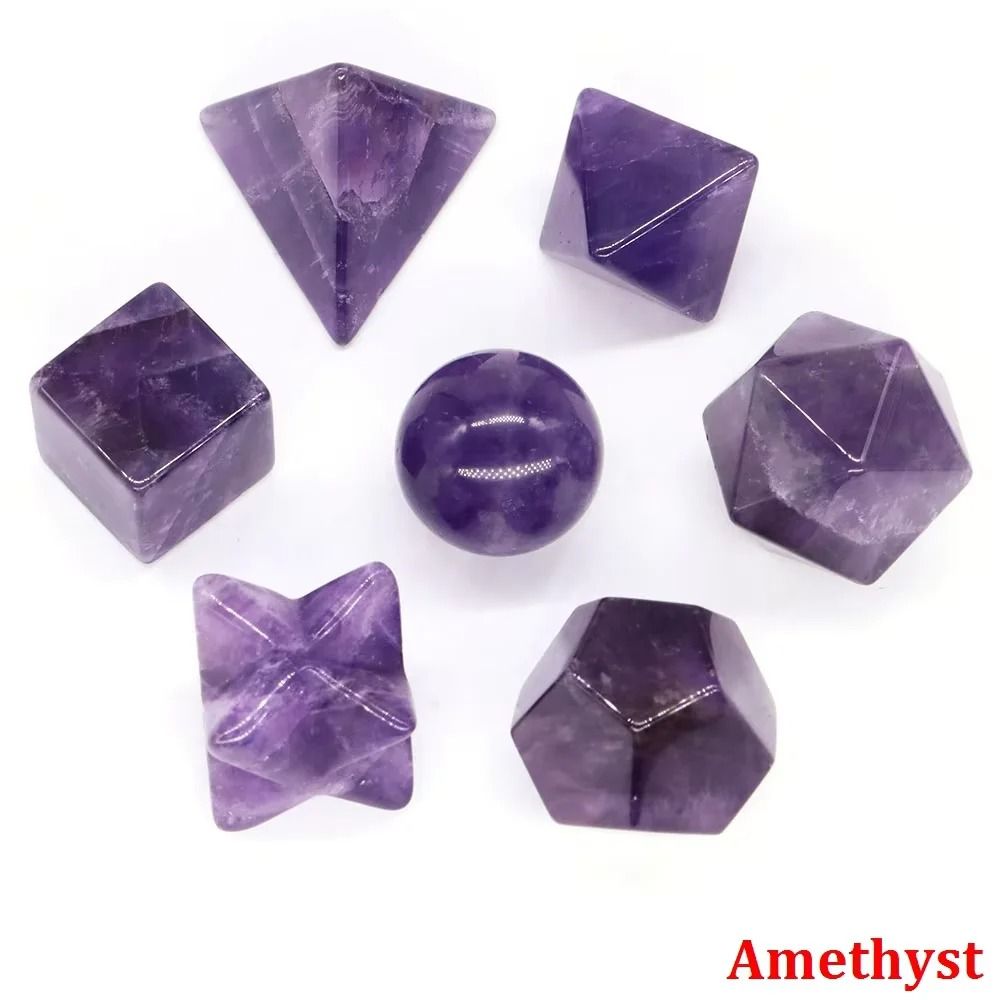 Platonic Solid Crystal Set Sacred Geometry Chakra Healing Reiki Stones 24