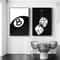 Black And White 8 Ball Billiards Wall Art Canvas Print For Game Room Decor 0