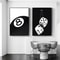 Black And White 8 Ball Billiards Wall Art Canvas Print For Game Room Decor 0