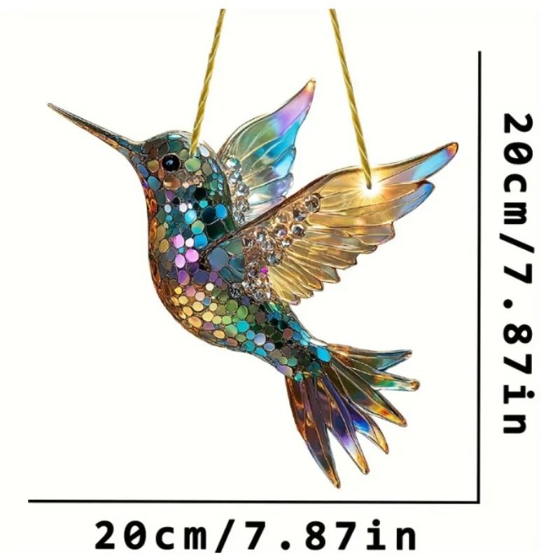 Colorful Acrylic Hummingbird Window Ornament Kawaii Hanging Decor Pendant 6