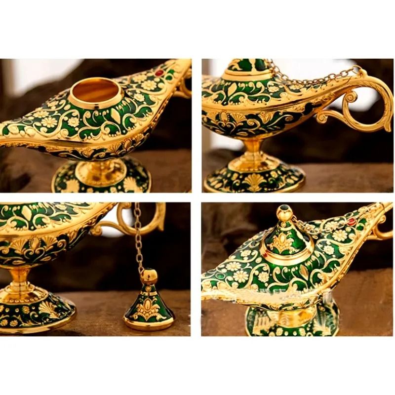 Vintage Aladdin Magic Lamp Genie Lamp Decor Metal Ornament 0