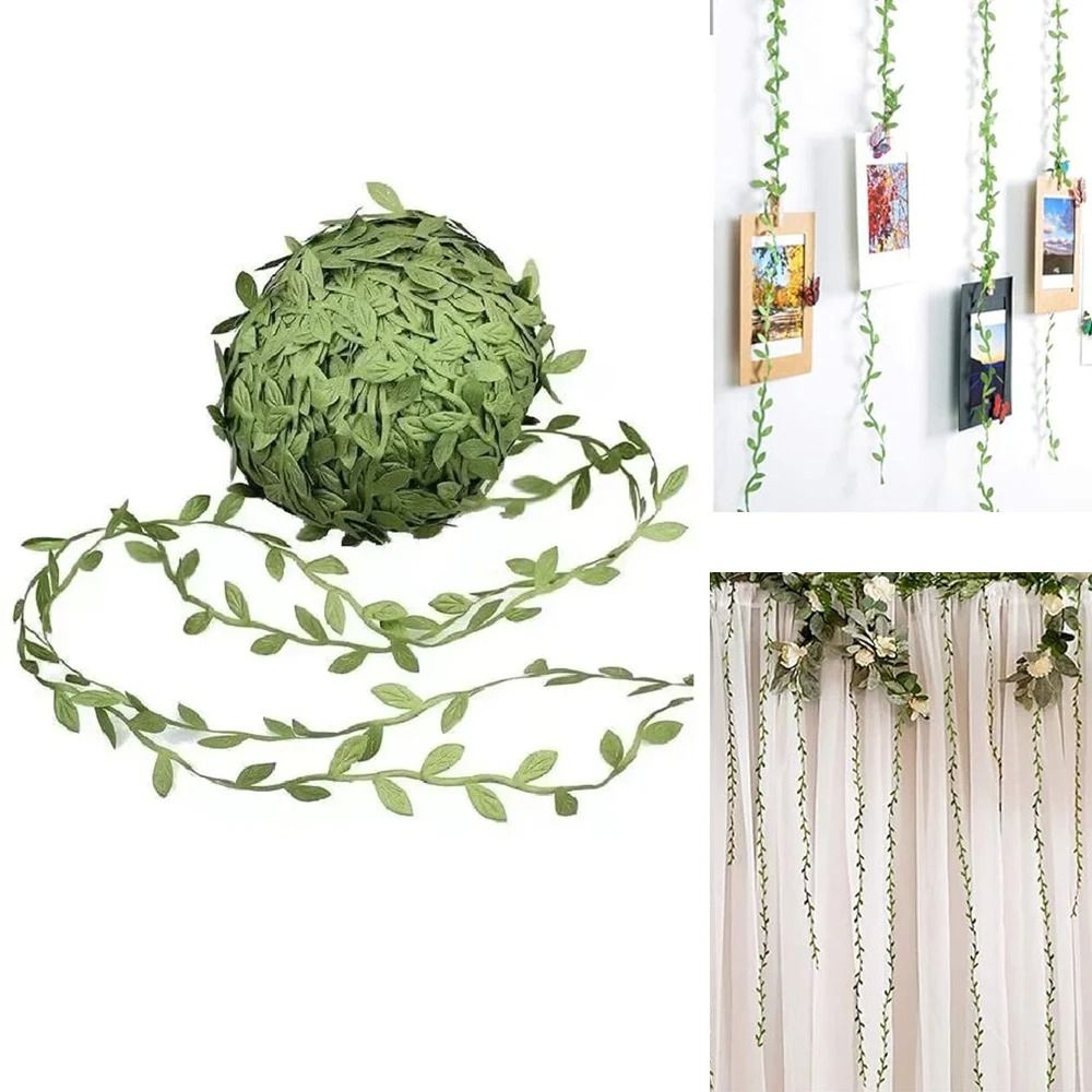 Artificial Green Leaf Vine Ribbon DIY Craft Garland For Wedding And Decor 0