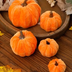 velvet artificial pumpkin decor elegant fall home decoration accent