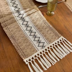 boho macrame table runner rustic farmhouse tassel table decor