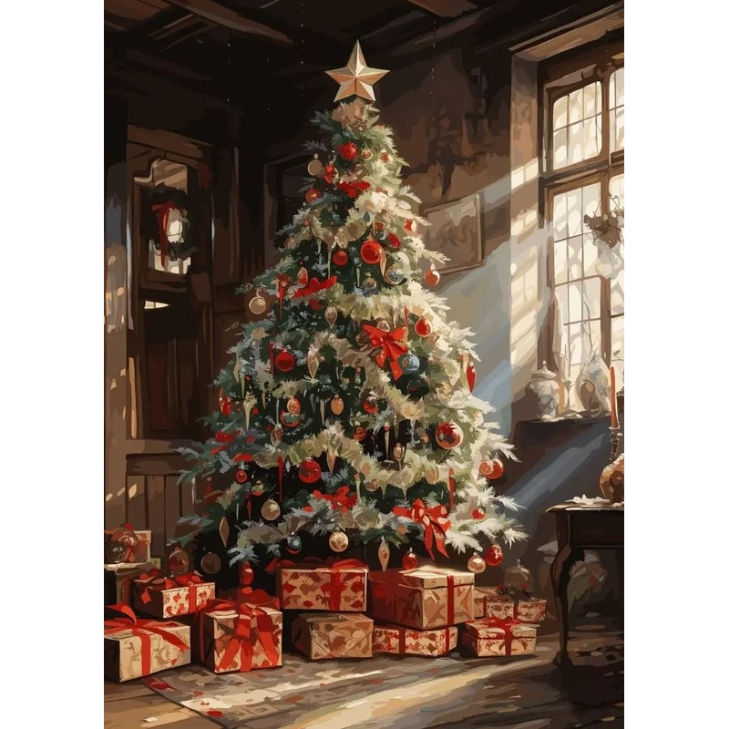 Classic Christmas Canvas Wall Art Santa Claus And Tree Holiday Decor 25
