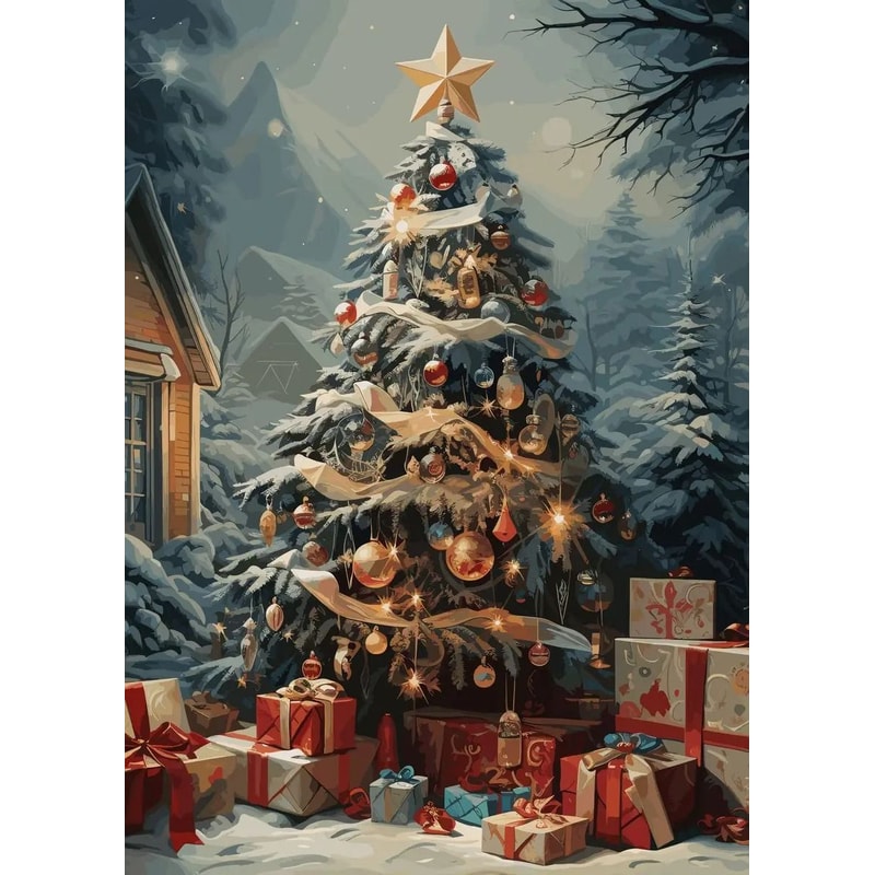 Classic Christmas Canvas Wall Art Santa Claus And Tree Holiday Decor 27