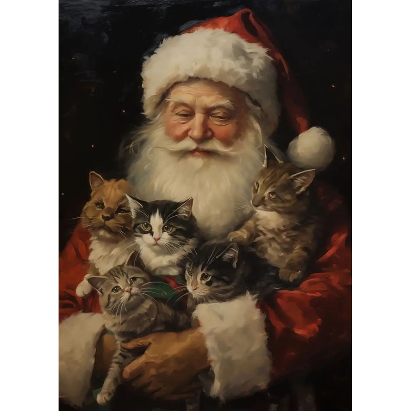 Classic Christmas Canvas Wall Art Santa Claus And Tree Holiday Decor 24