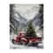 Vintage Red Truck Christmas Canvas Nordic Winter Snow Scene Wall Art Decor 3