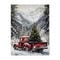 Vintage Red Truck Christmas Canvas Nordic Winter Snow Scene Wall Art Decor 3