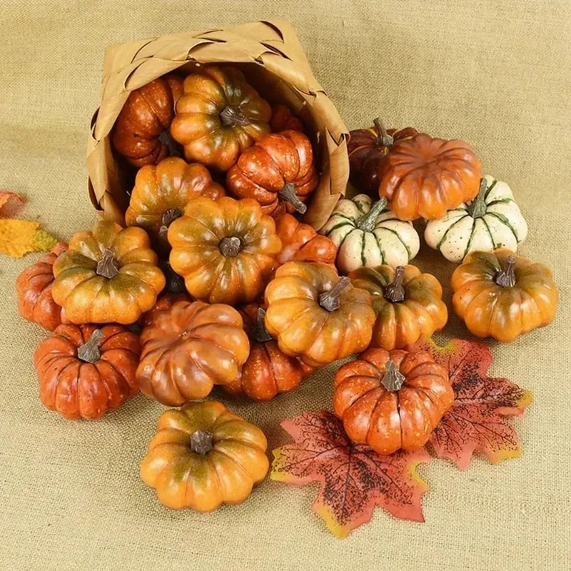 Mini Plastic Pumpkins Decor Set For Thanksgiving Table Decorations And Autumn Home Decor 5
