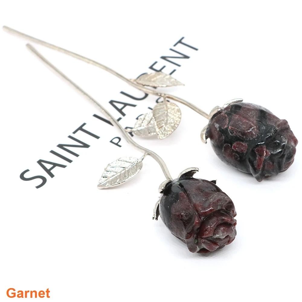 Hand Carved Rose Crystal Healing Stone Romantic Gift Decor 12