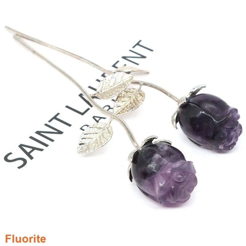 Hand Carved Rose Crystal Healing Stone Romantic Gift Decor 15