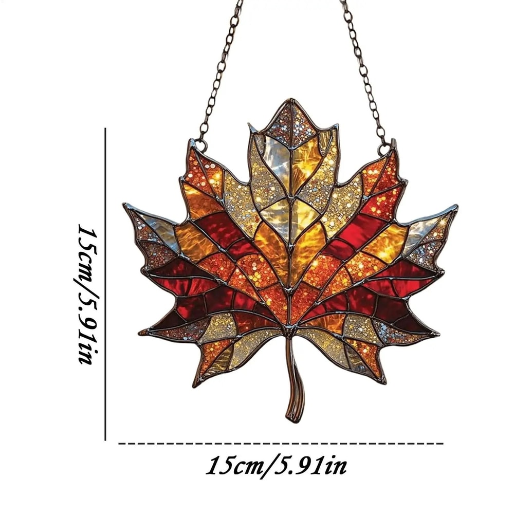 Acrylic Maple Leaf Suncatcher Autumn Window Hanging Decor 4