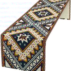 boho aztec linen table runner geometric tribal dining table decor