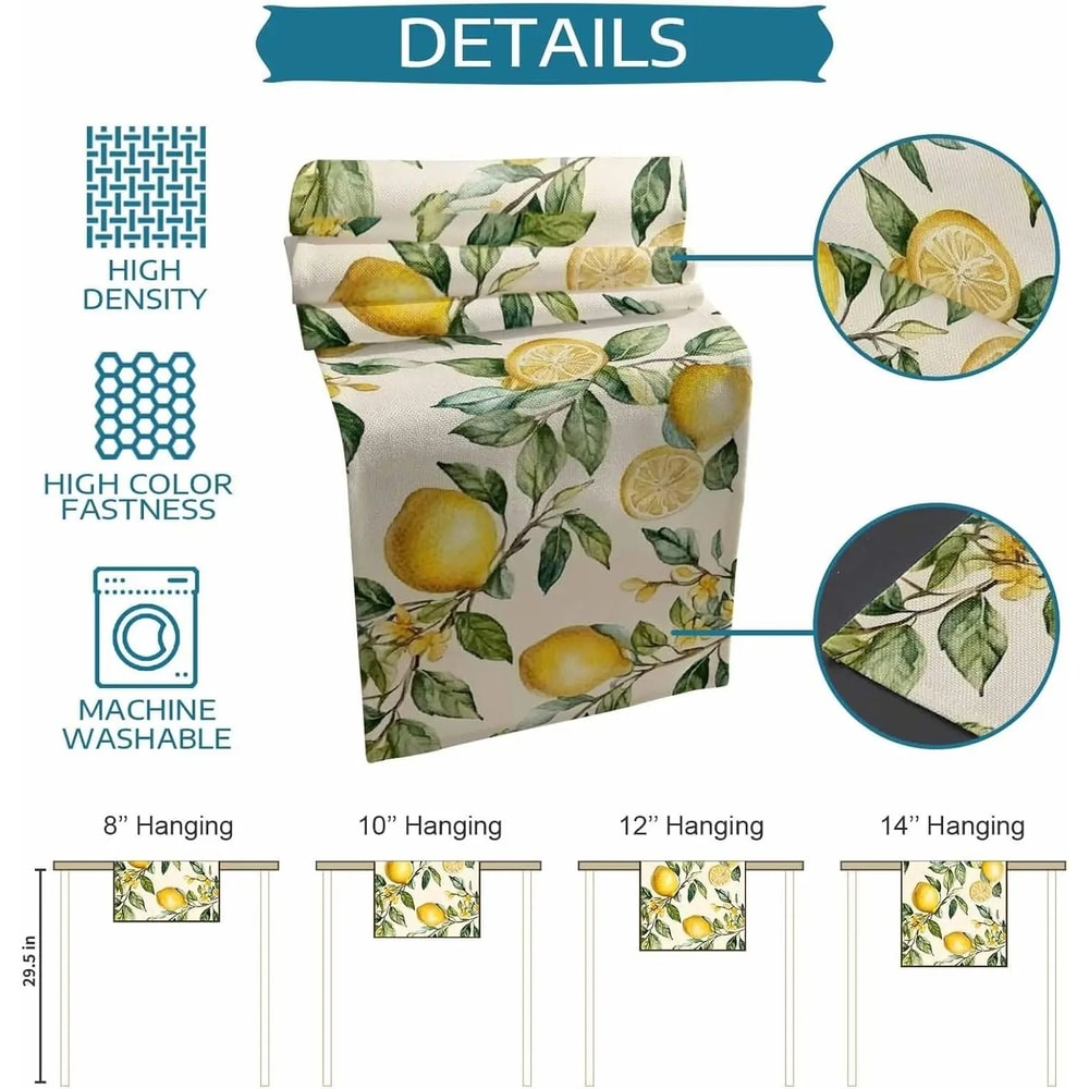 Watercolor Lemon Linen Table Runner Summer Farmhouse Dining Table Decor 3